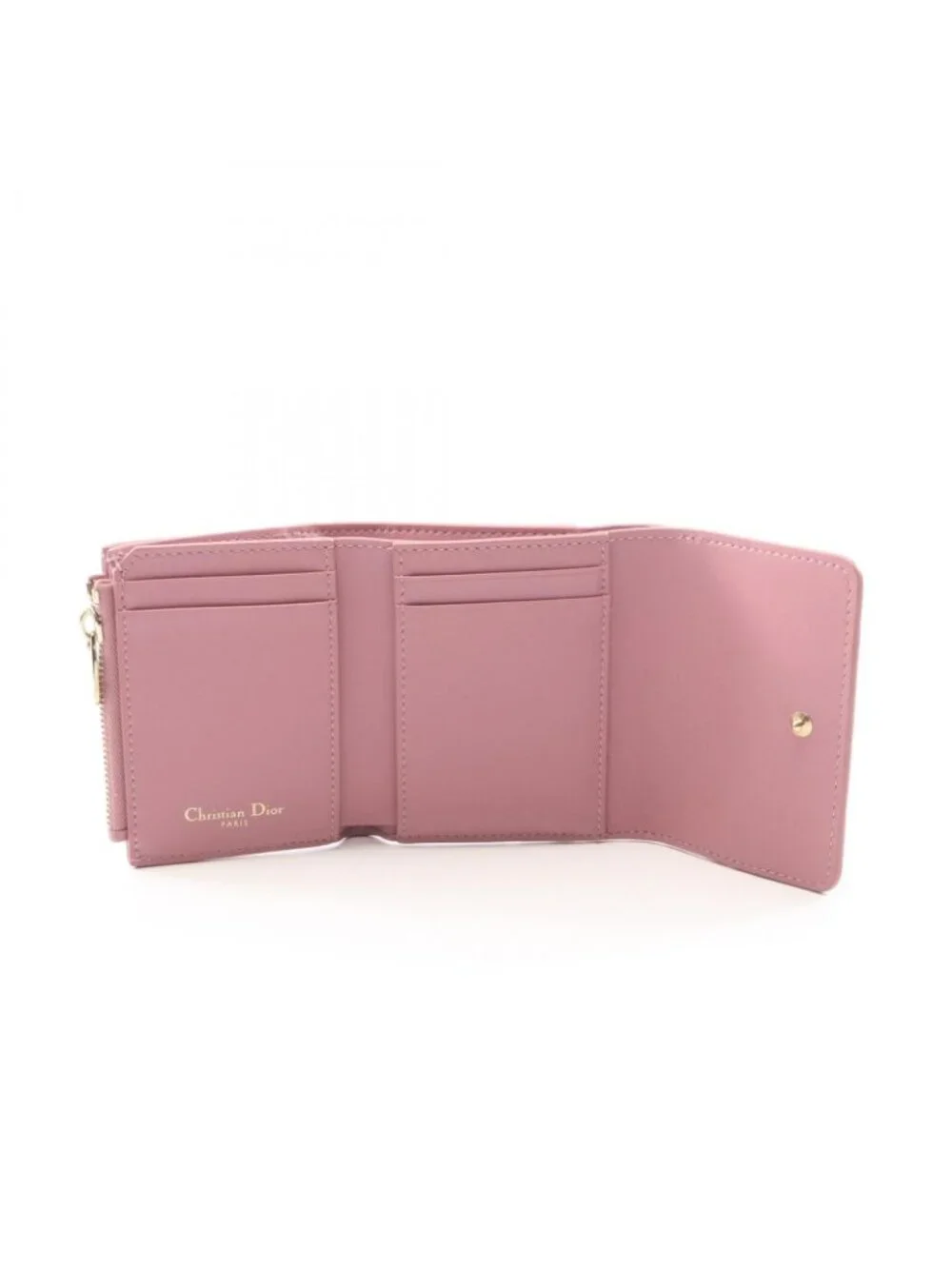 Dior Trifold Wallet Caro Smoki Pink Leather